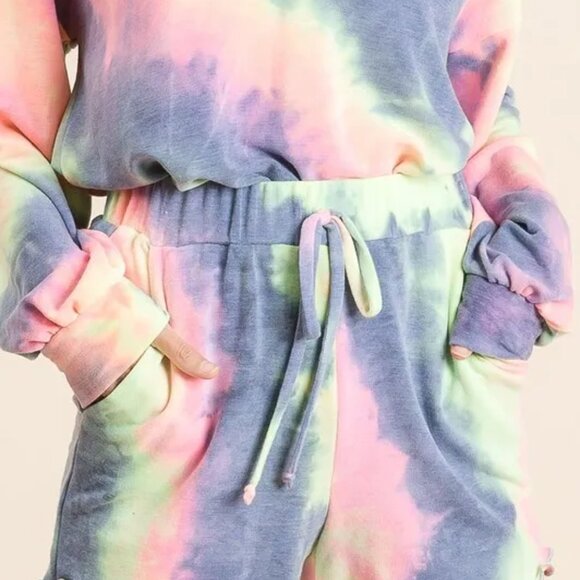 BiBi Tie Dye French Terry Shorts and Curly Edge - Picture 10 of 11